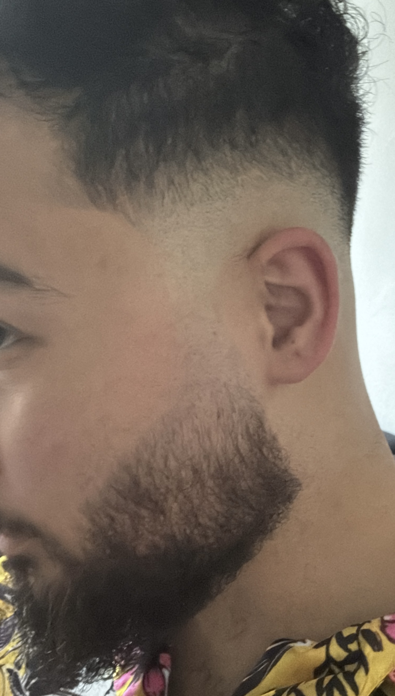 Zijaanzicht van een fade met een bijgewerkte baard